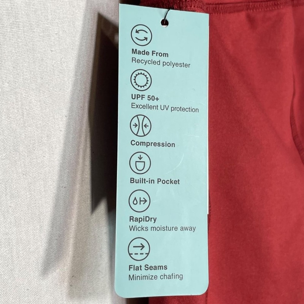 Ideology Womens High Rise Side Pockets 10" Biker shorts red Xs - Picture 6 of 8